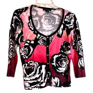 White House Black Market Button-Down Floral Print Cardigan, Size XS